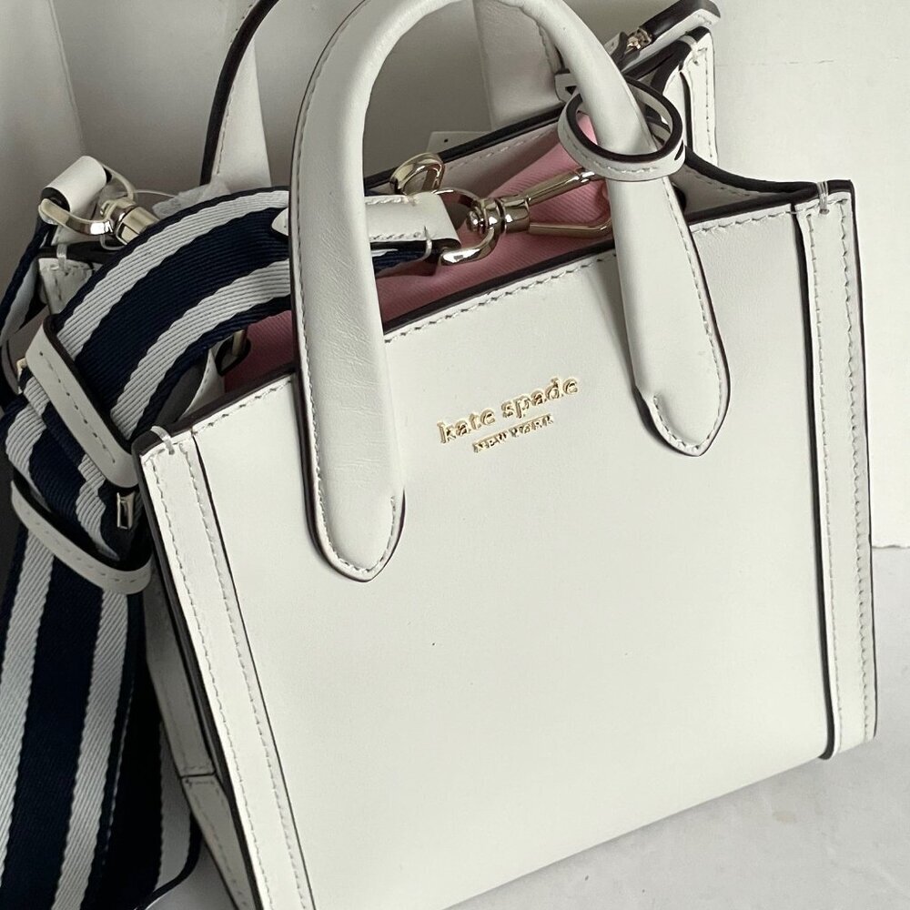 Kate Spade Manhattan Mini Tote Crossbody White Leather Shoulder Bag - Picture 10 of 14